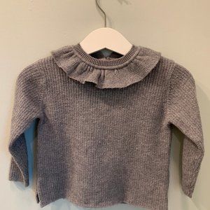 Zara Baby - Gray Ruffle Sweater - 9-12 months